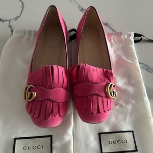 Pink Gucci Marmont Flats. NWOT. Sz 38.5